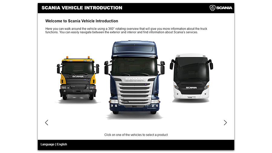3D-visualisering av fordon och dess funktioner till webb applikationen scaniavehicleintroduction.com. Omfattar texturering, ljussättning och animering. Uppdragsgivare: Scania